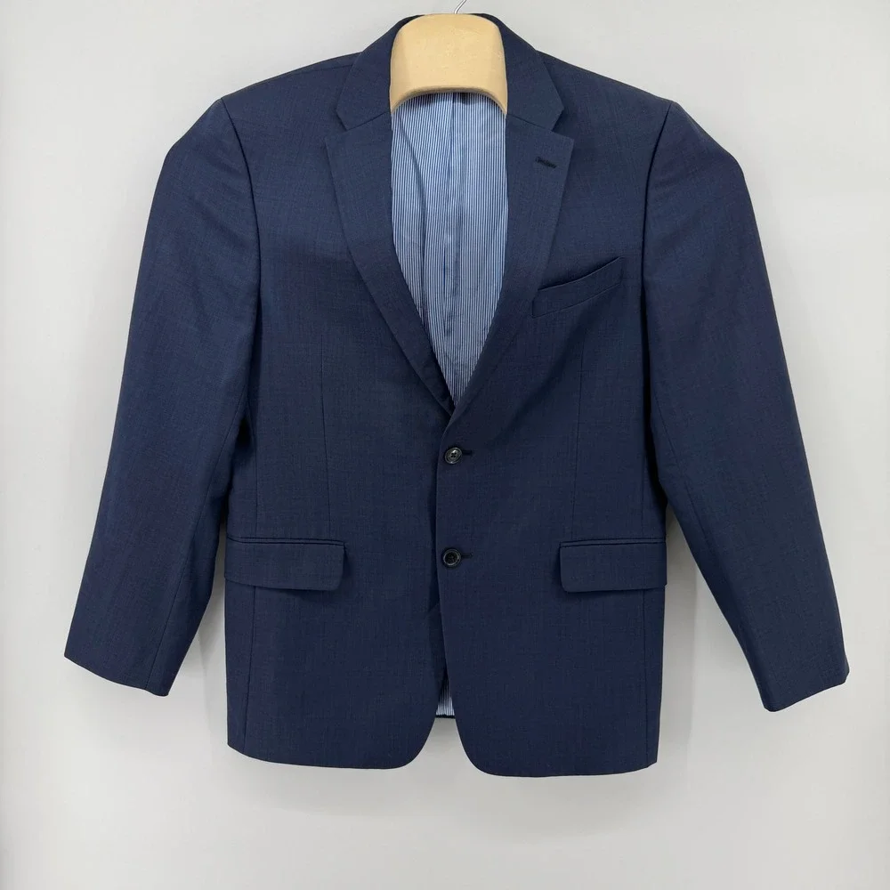 Tommy Hilfiger Blazer Mens 42R Navy Blue Two Button Tailored Sport Coat Preppy